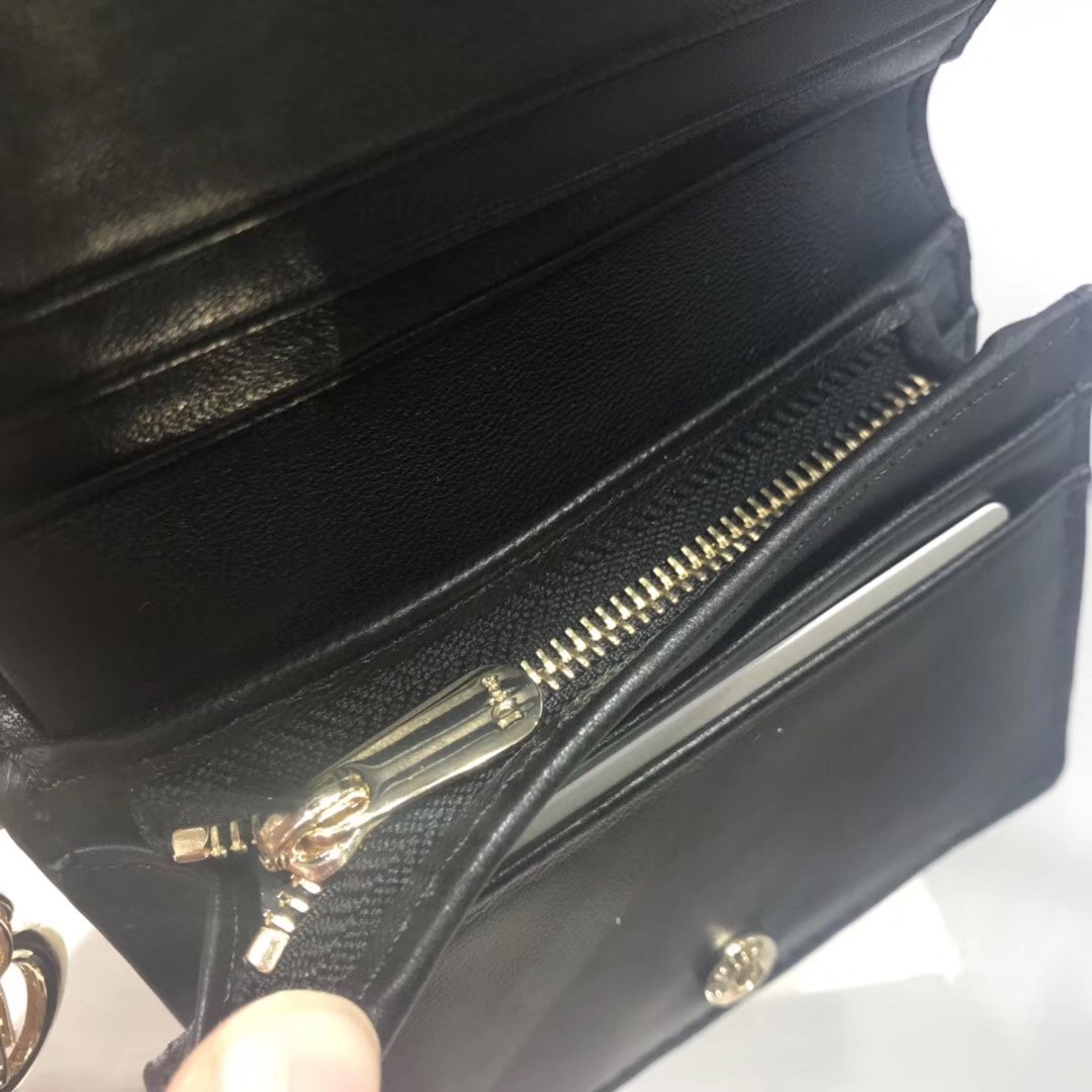 D*or mini lady D*or wallet in black patent leather
