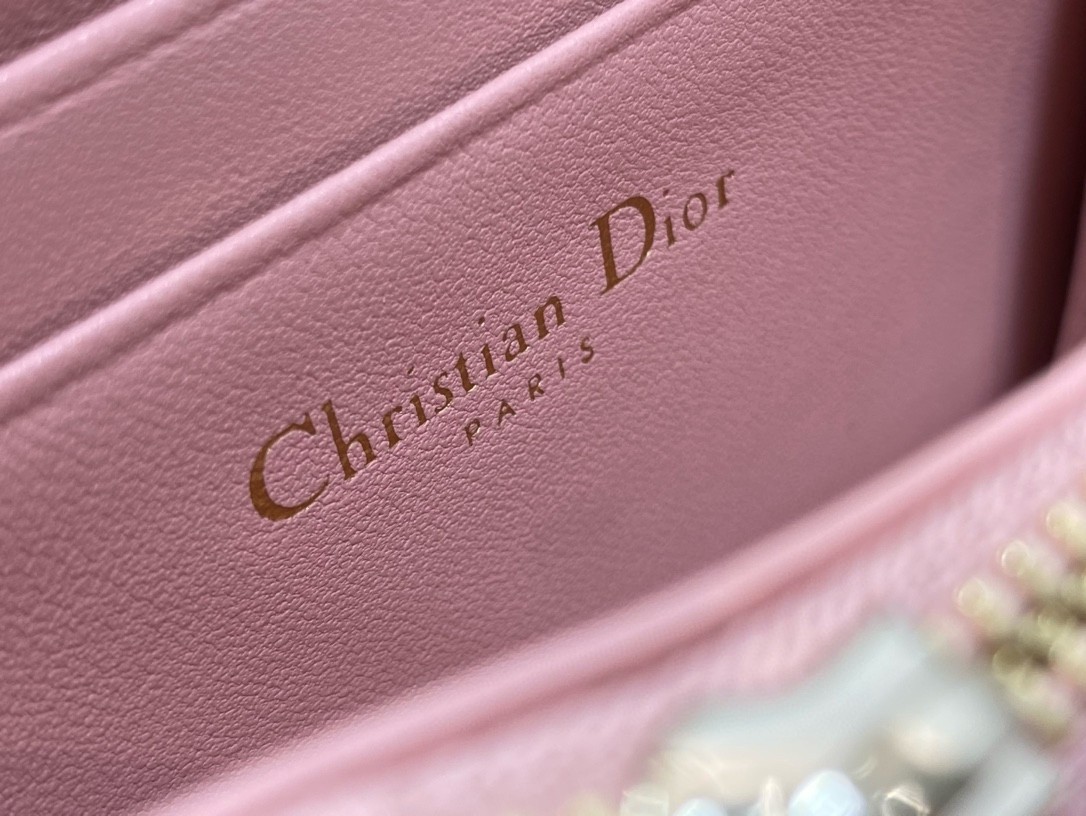 D*or lady D*or voyageur small coin purse in pink lambskin