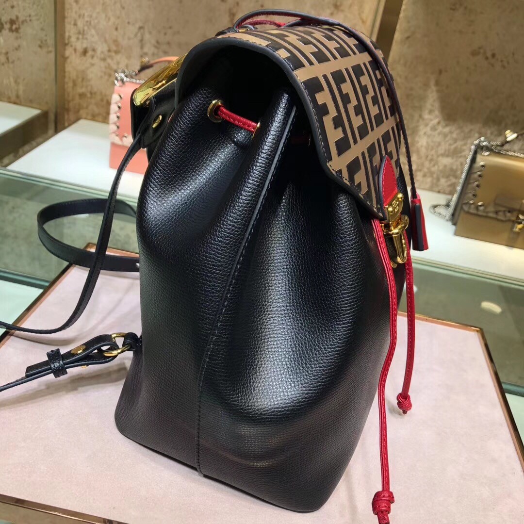 F**di logo embossed leather multicolor backpack