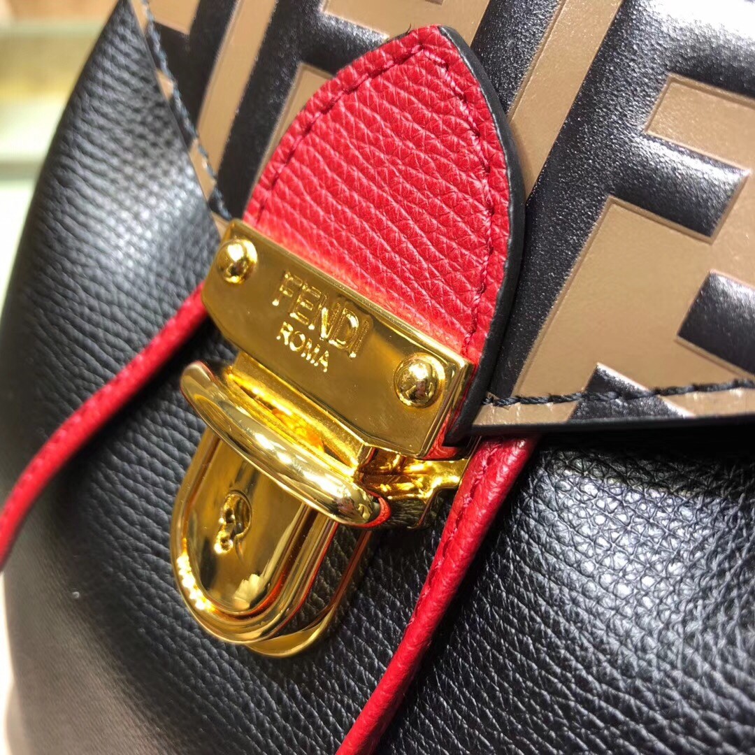 F**di logo embossed leather multicolor backpack