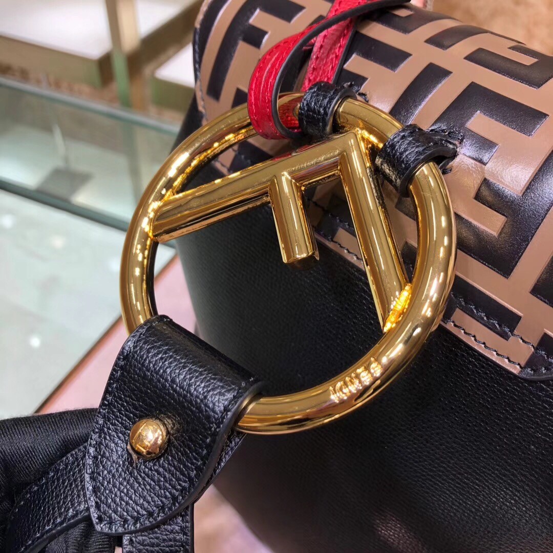 F**di logo embossed leather multicolor backpack