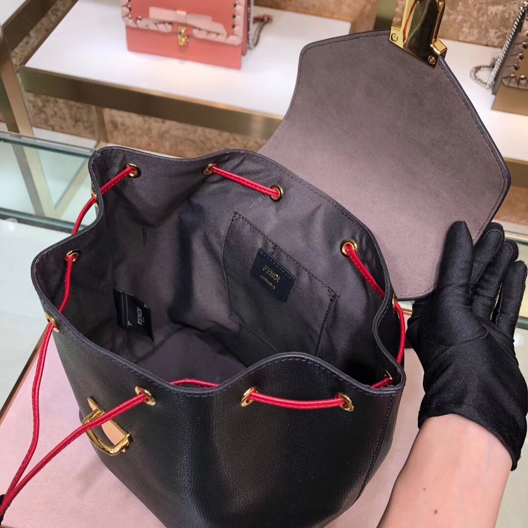 F**di logo embossed leather multicolor backpack