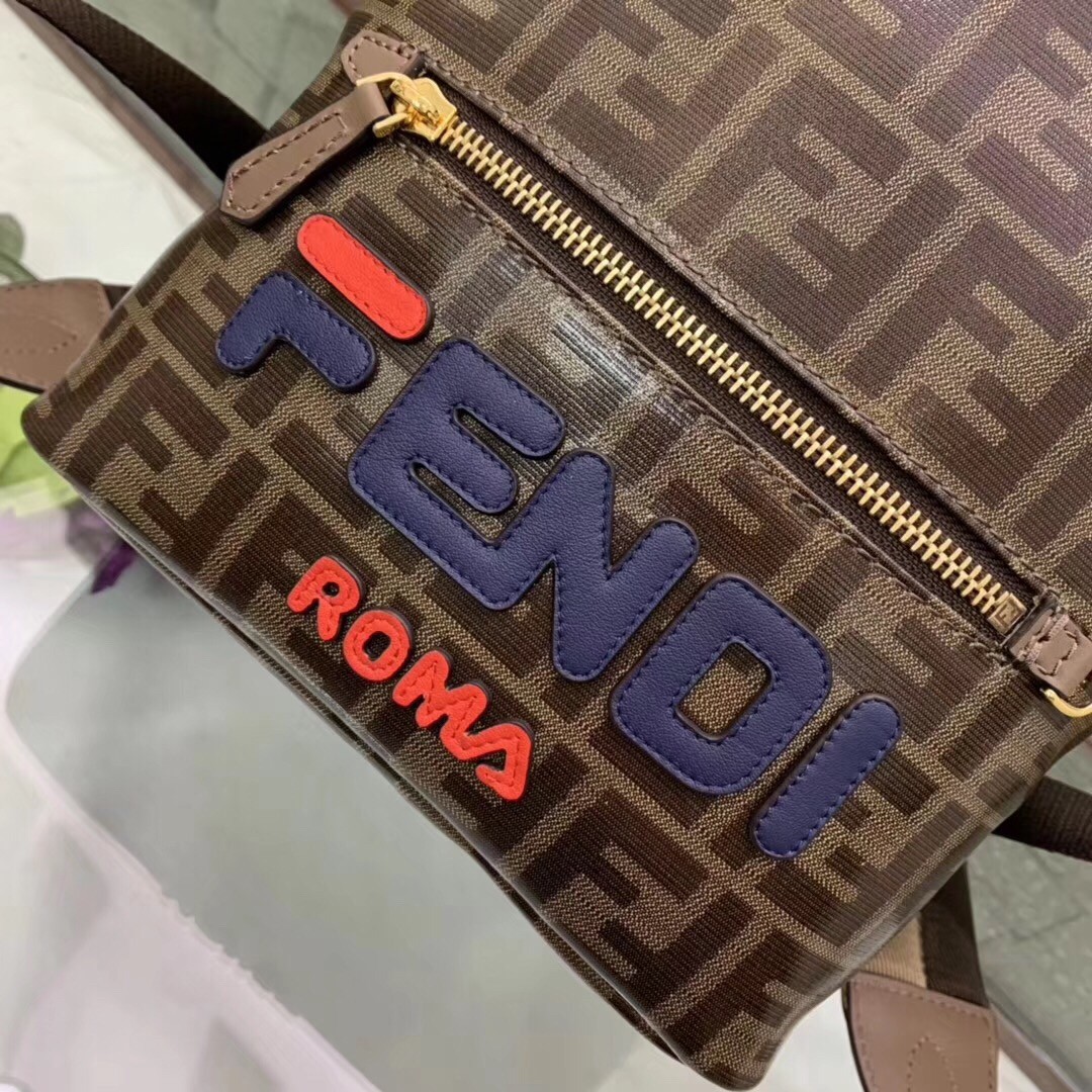 F**di brown glazed fabric mini backpack