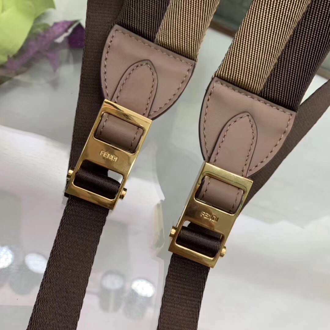 F**di brown glazed fabric mini backpack