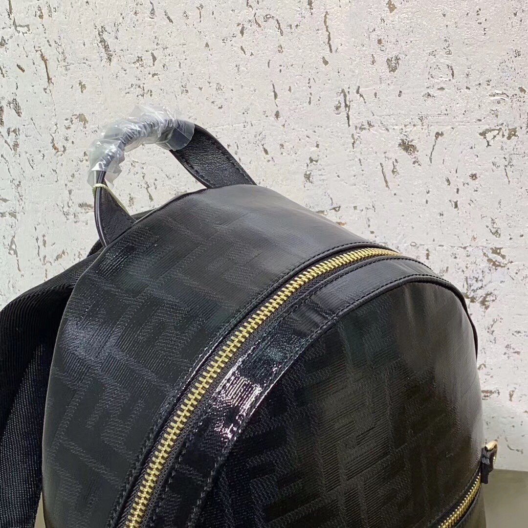 F**di black glazed fabric mini backpack
