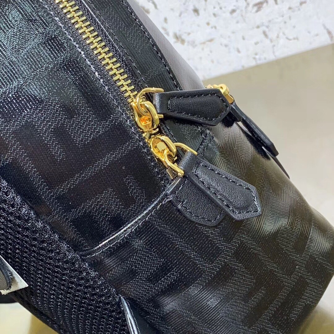 F**di black glazed fabric mini backpack