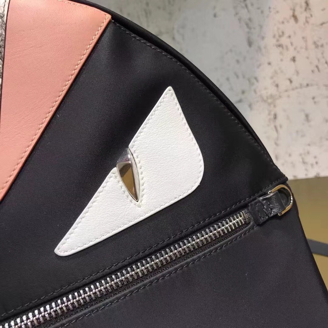 F**di black bag bugs eyes fox fur backpack