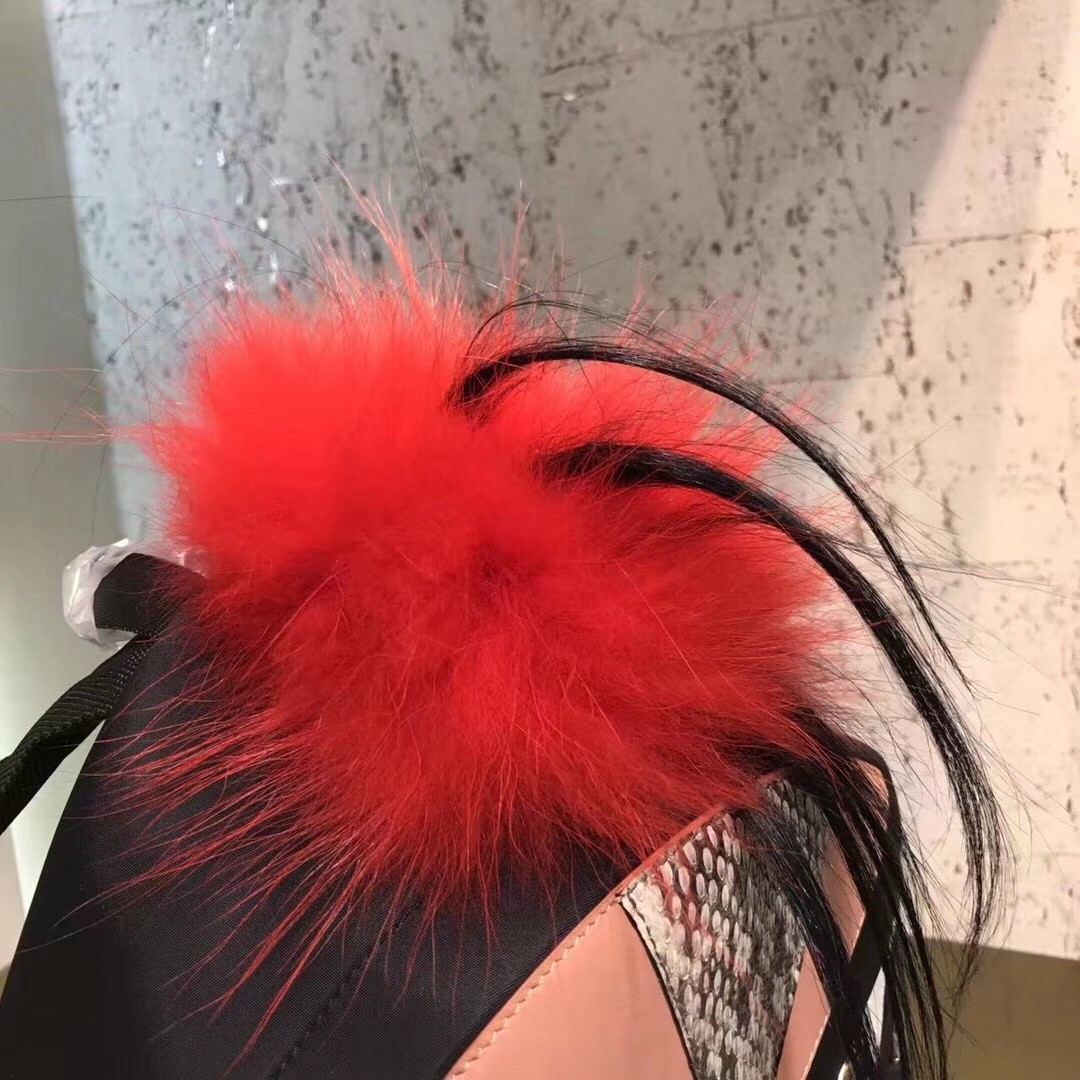 F**di black bag bugs eyes fox fur backpack