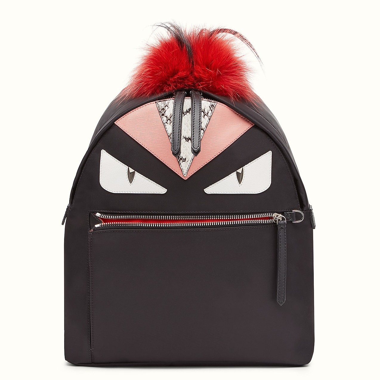 F**di black bag bugs eyes fox fur backpack