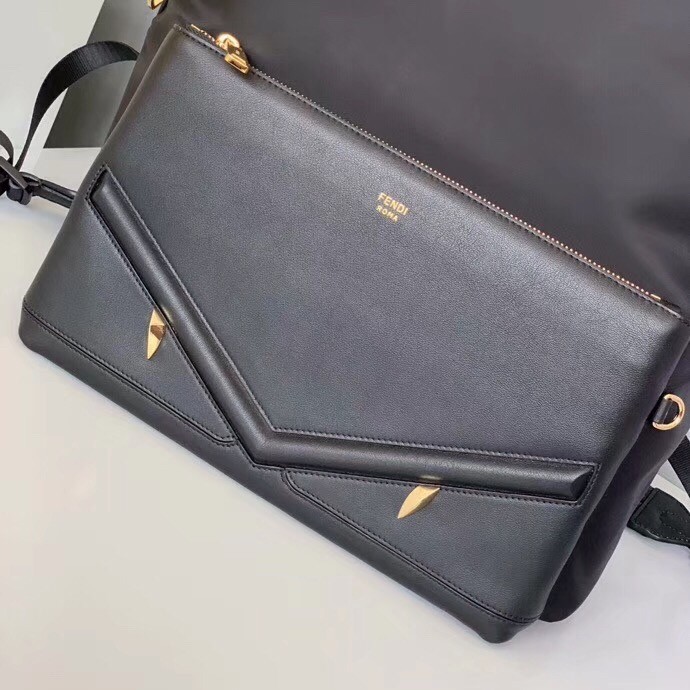 F**di bag bugs eyes nylon and leather backpack