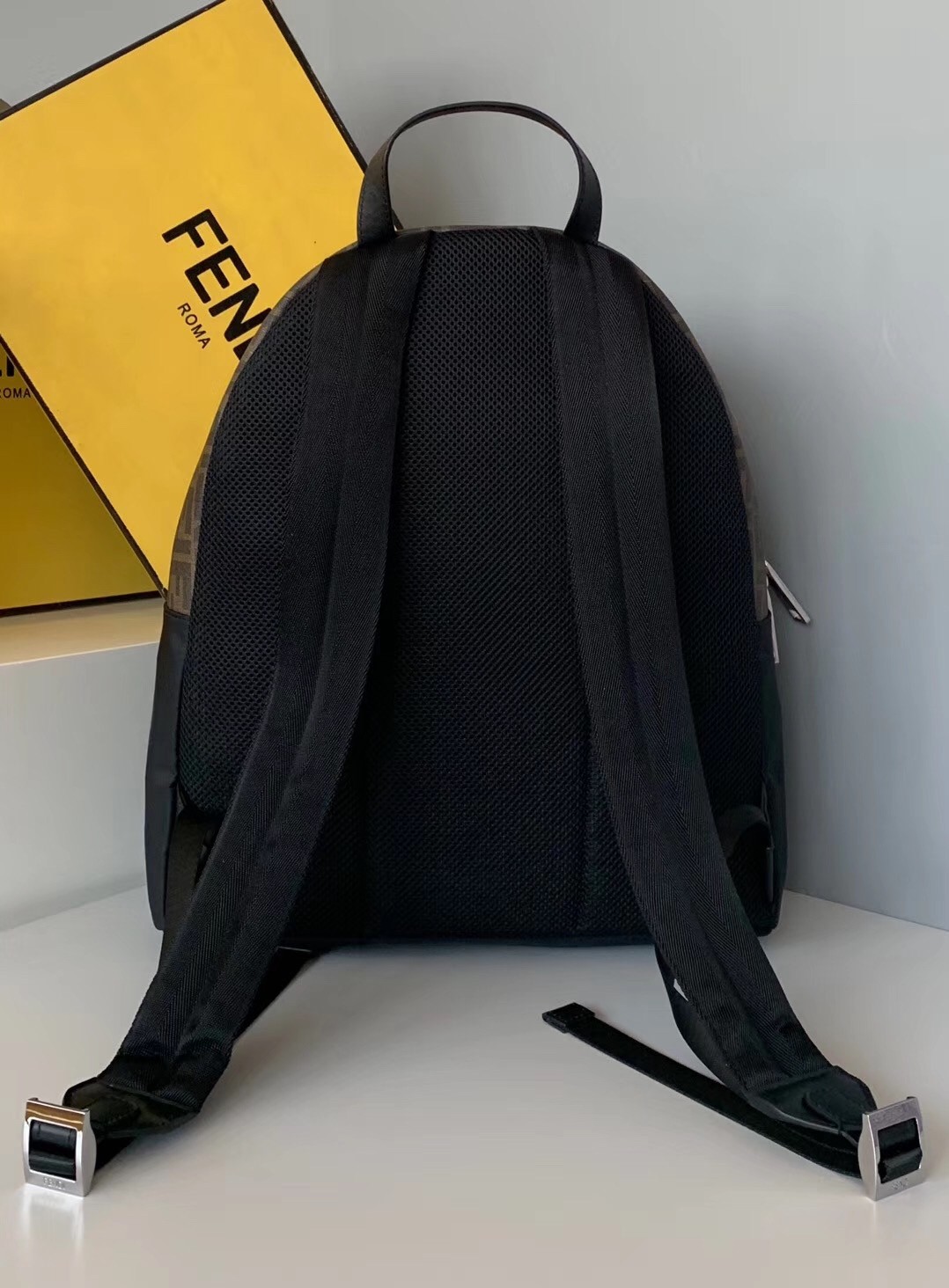 F**di large backpack in ff fabric with nylon and leather