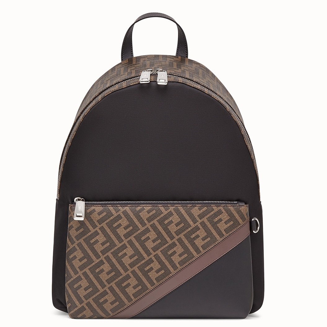 F**di large backpack in ff fabric with nylon and leather