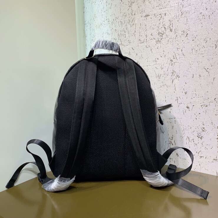 F**di black glazed fabric large backpack