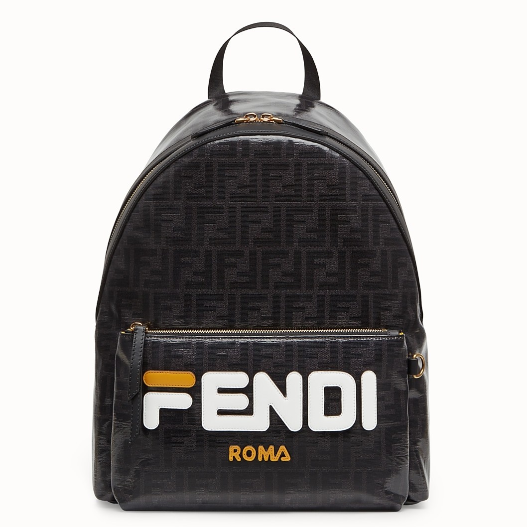 F**di black glazed fabric large backpack