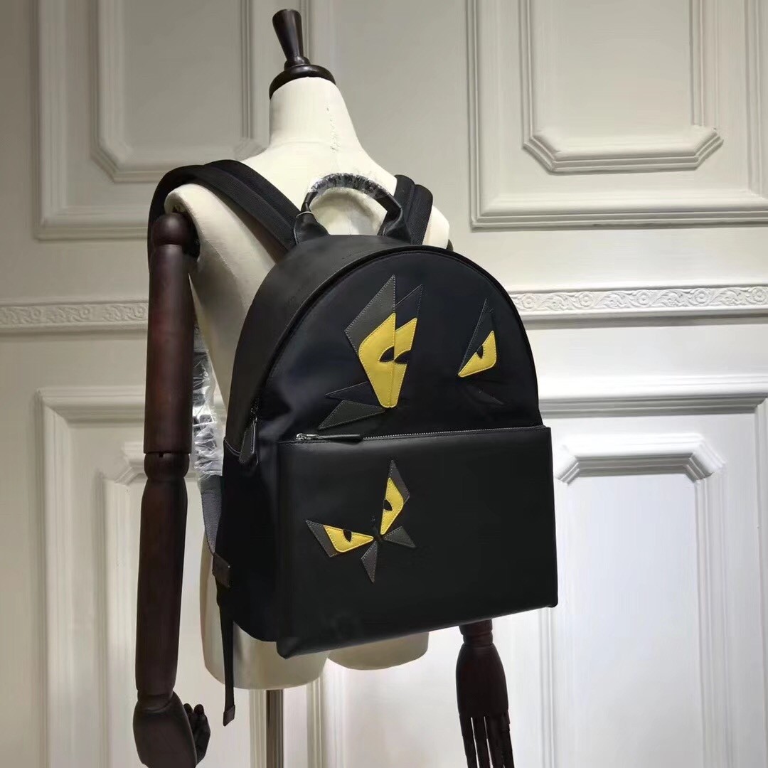 F**di black large butterfleye backpack