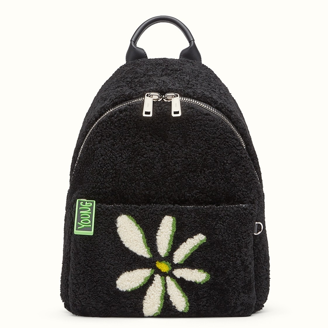 F**di black large shearling backpack