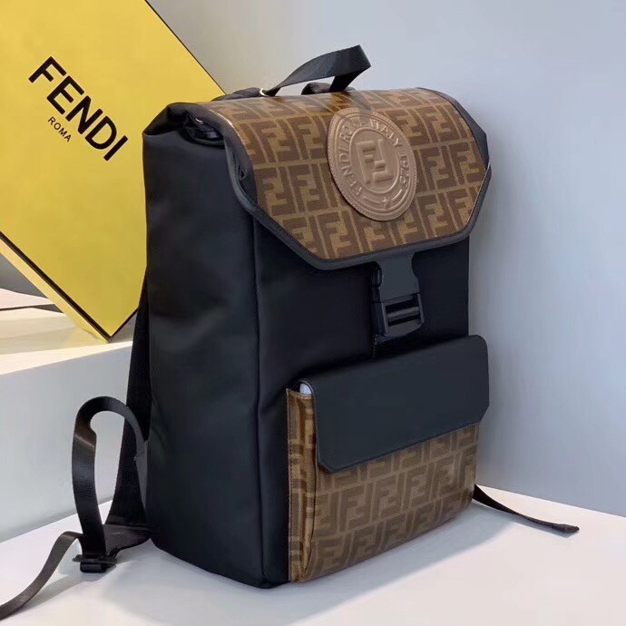 F**di nylon backpack with glazed fabric with ff motif