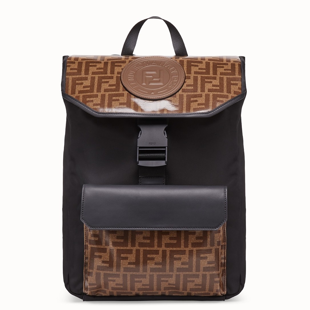 F**di nylon backpack with glazed fabric with ff motif