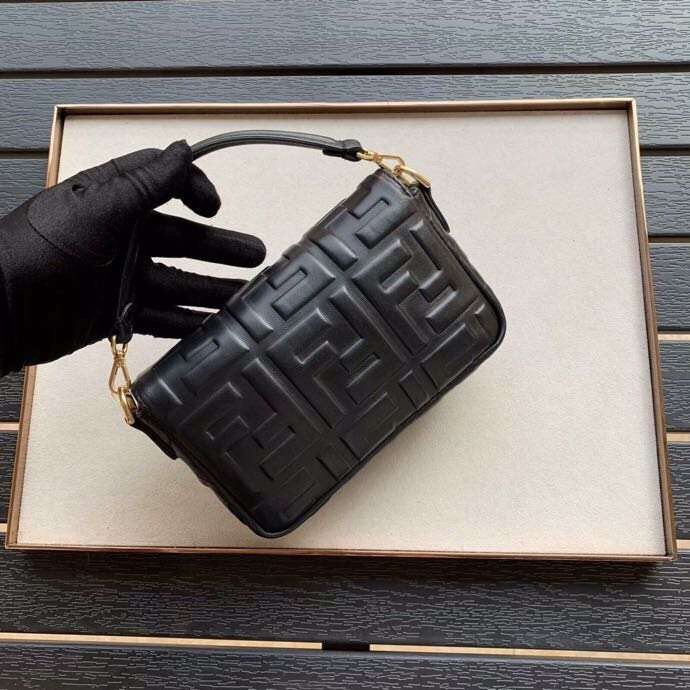 F**di black ff motif mini baguette bag
