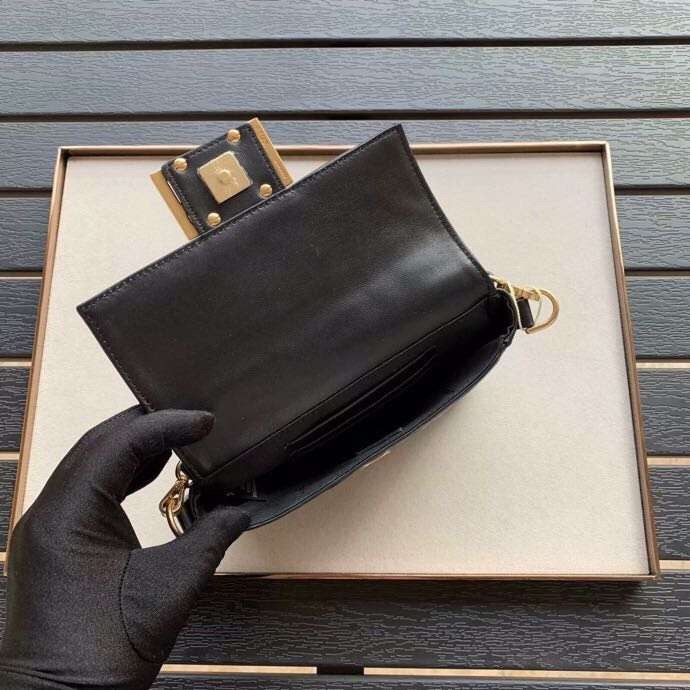 F**di black ff motif mini baguette bag