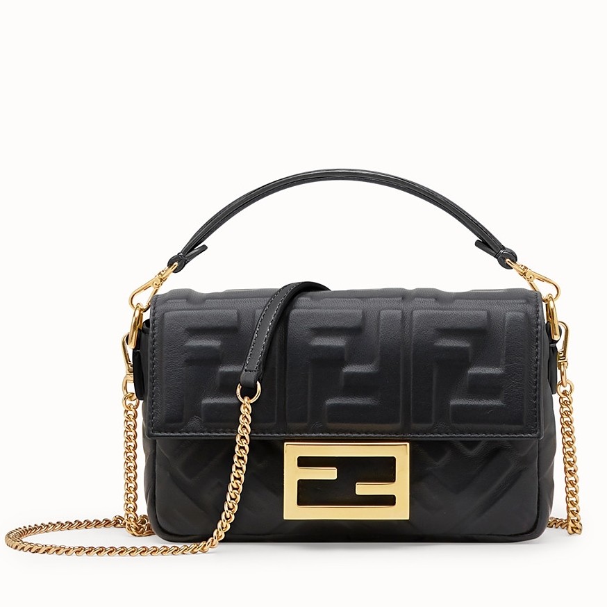 F**di black ff motif mini baguette bag