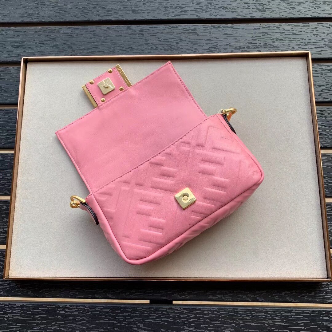F**di pink ff motif mini baguette bag