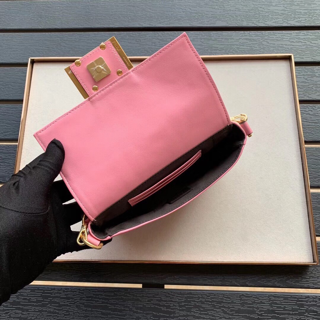 F**di pink ff motif mini baguette bag