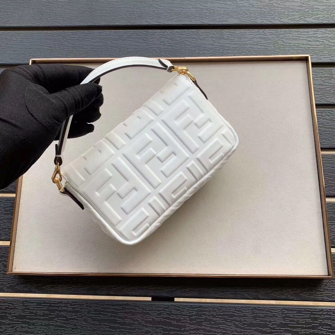 F**di white ff motif mini baguette bag
