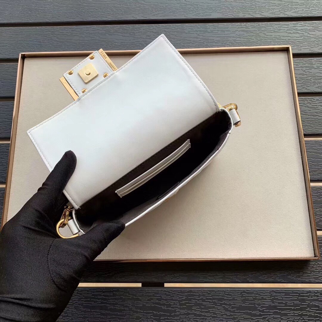F**di white ff motif mini baguette bag