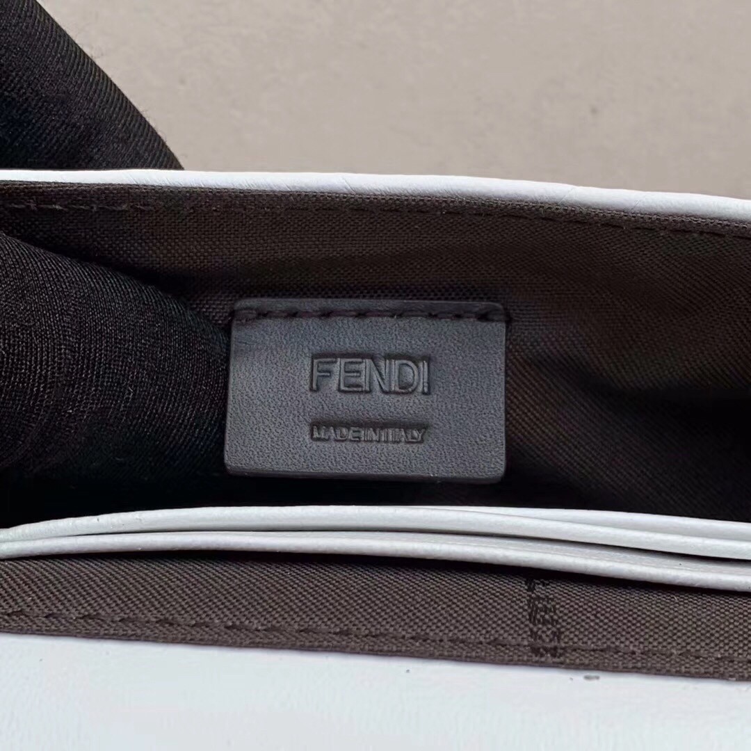 F**di white ff motif mini baguette bag
