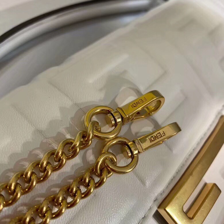 F**di white ff motif mini baguette bag