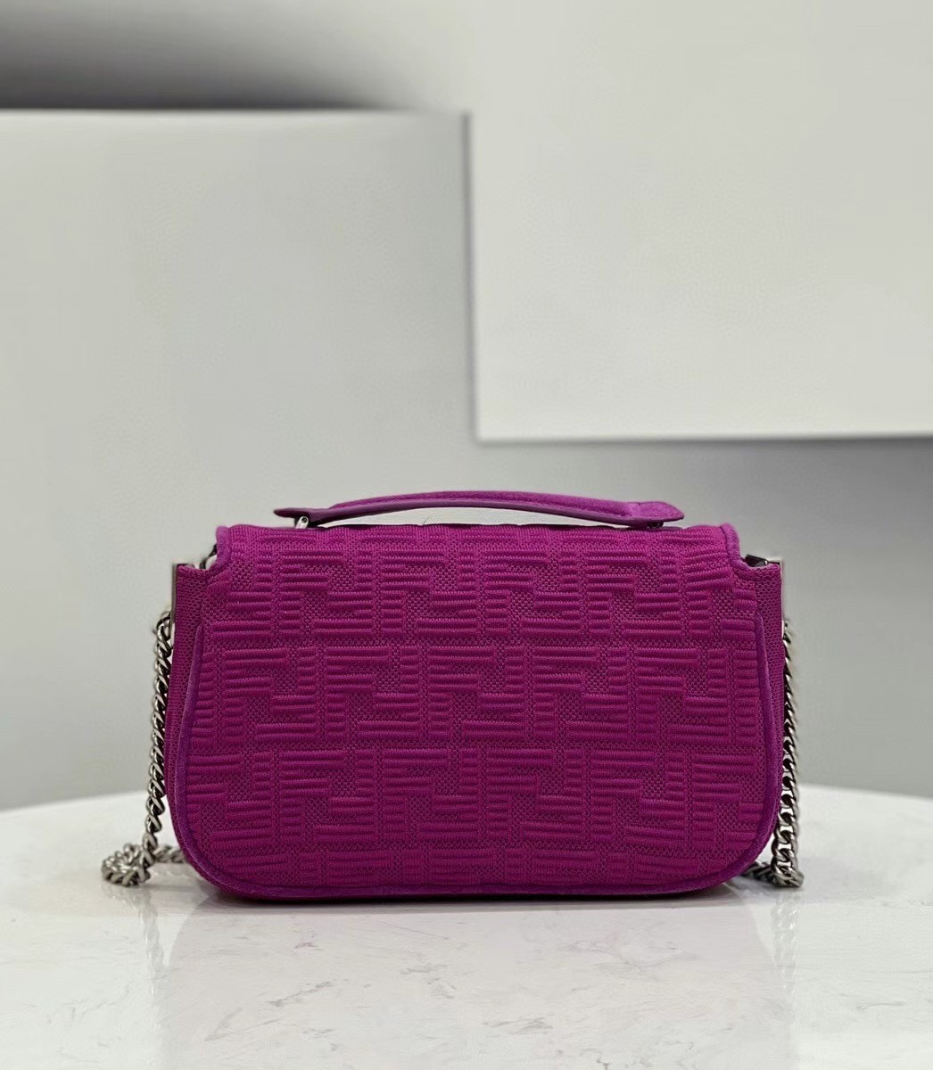 F**di midi baguette chain bag in fuchsia ff fabric