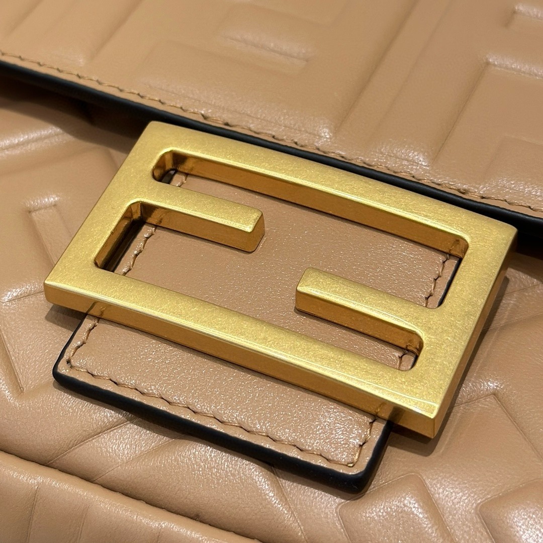 F**di medium baguette bag in beige ff nappa leather