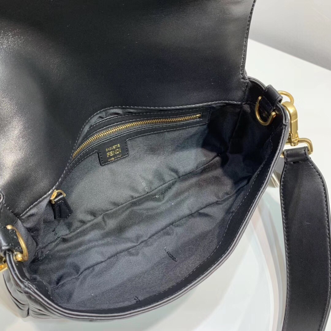 F**di black ff motif medium baguette bag
