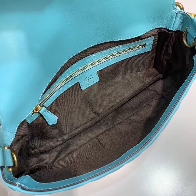 F**di pale blue ff motif medium baguette bag