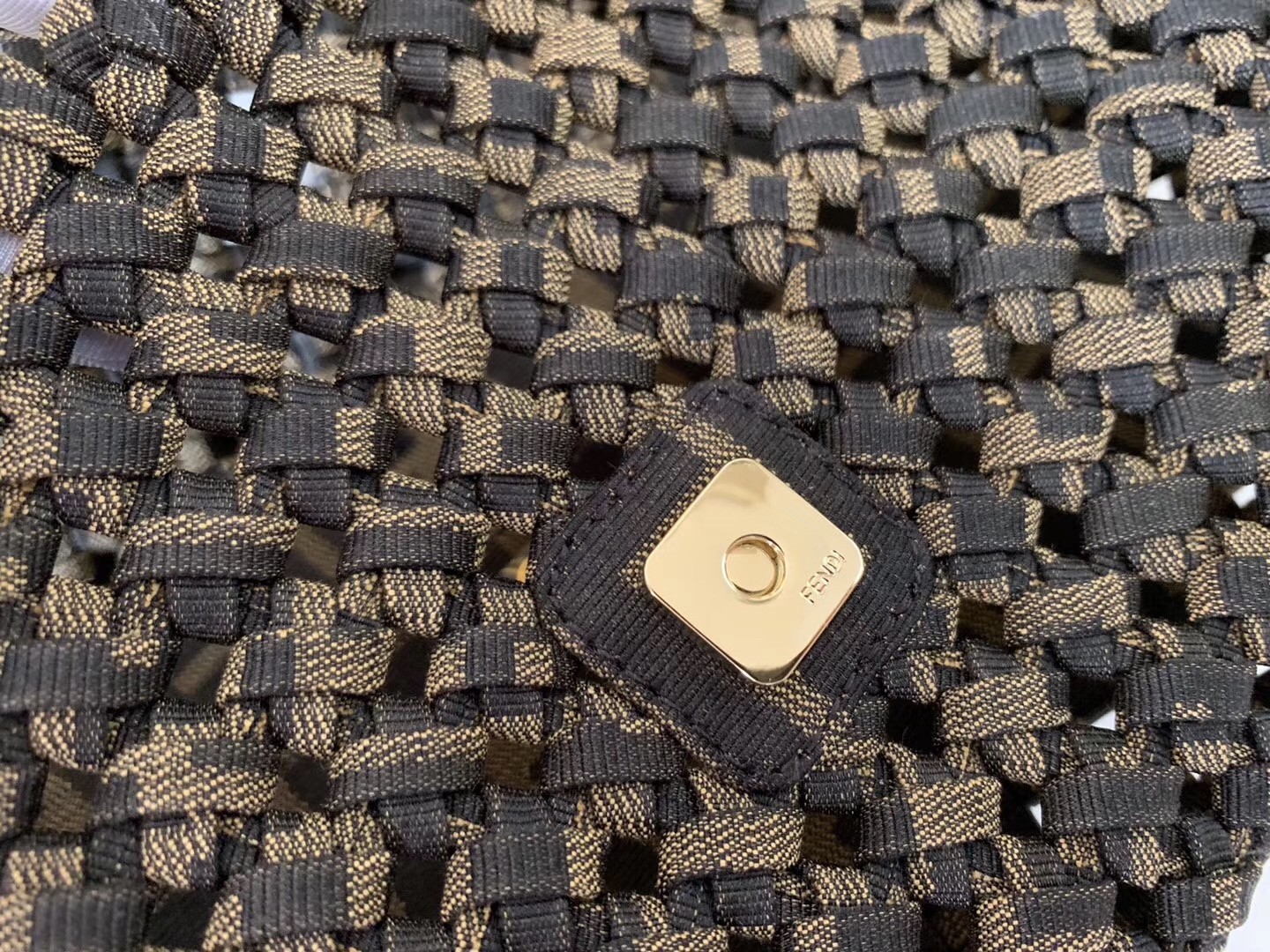 F**di baguette medium bag in woven strips