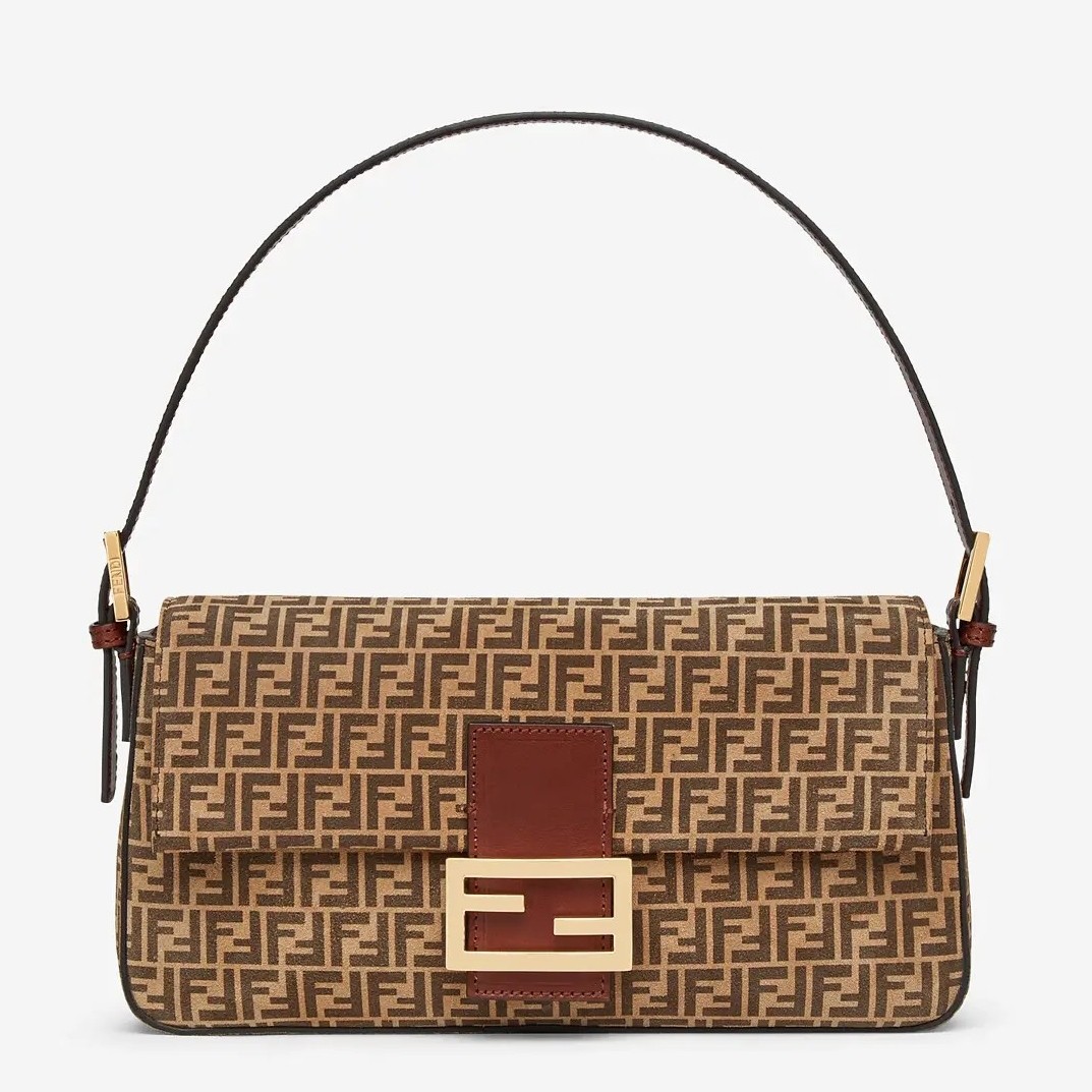 F**di medium baguette 1997 bag in beige split leather