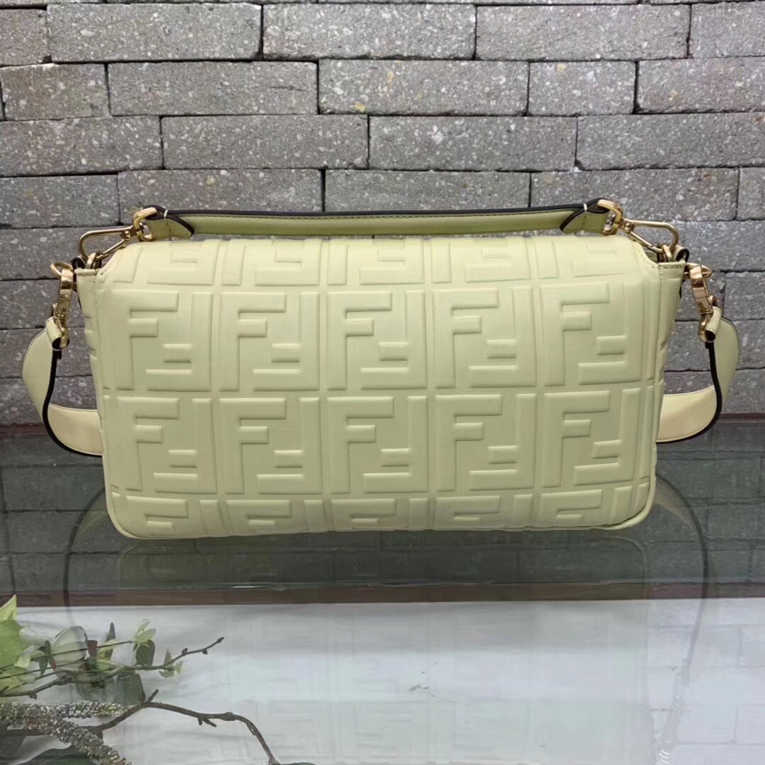 F**di beige ff motif large baguette bag