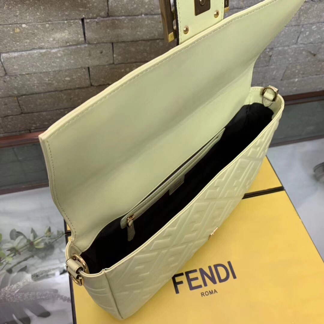 F**di beige ff motif large baguette bag