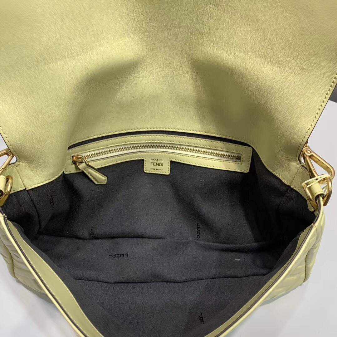 F**di beige ff motif large baguette bag