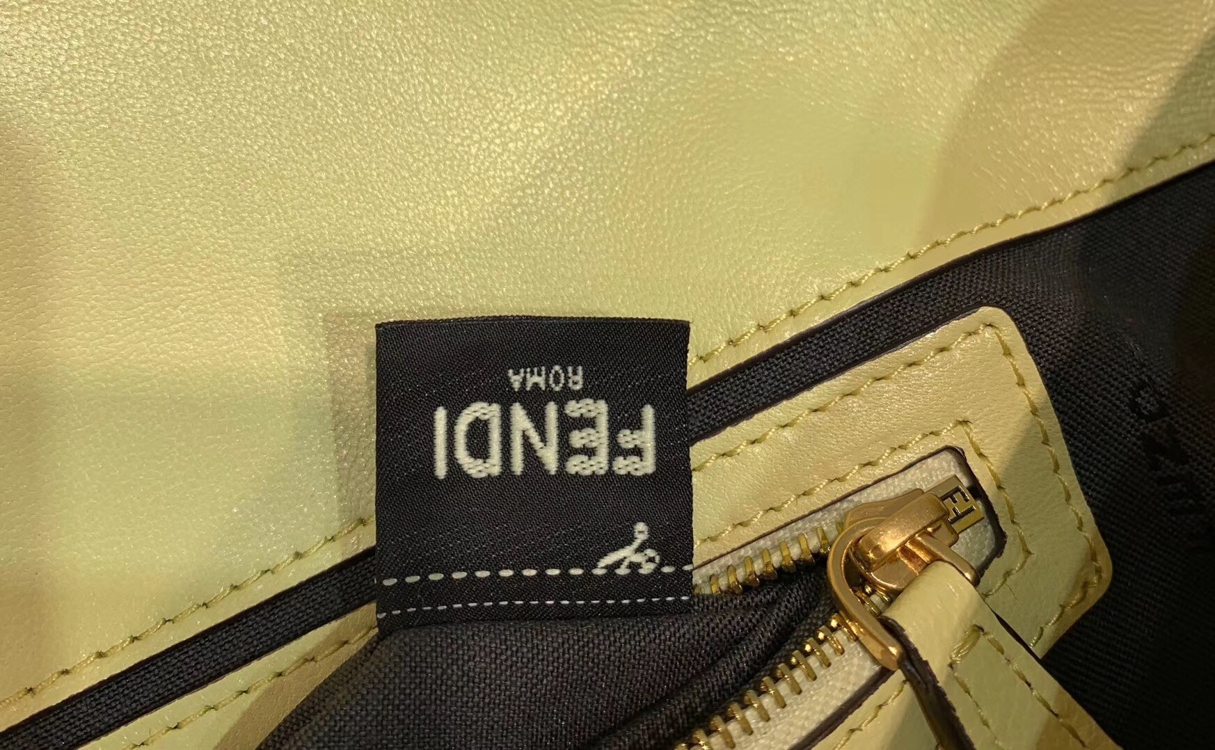 F**di beige ff motif large baguette bag