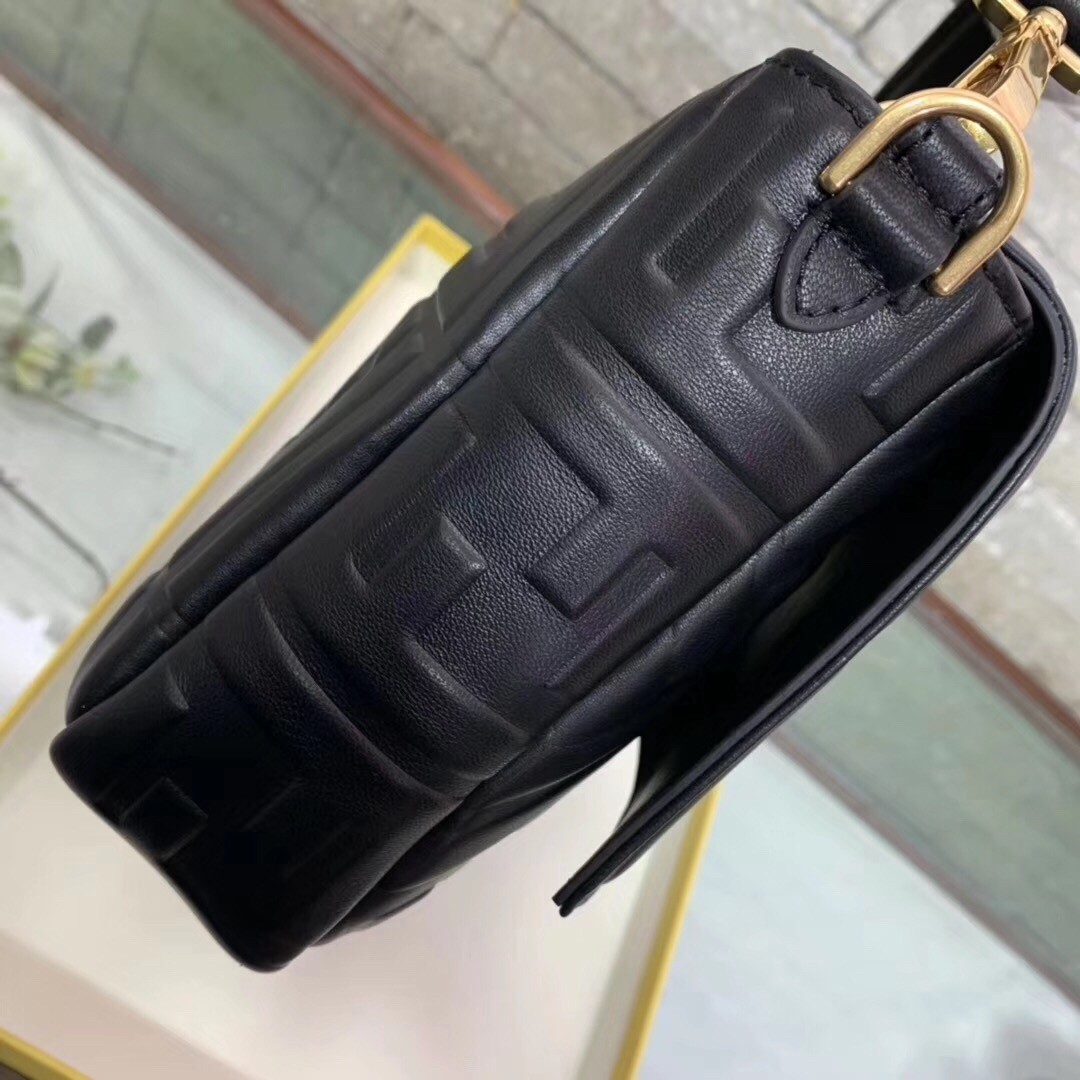 F**di black ff motif large baguette bag