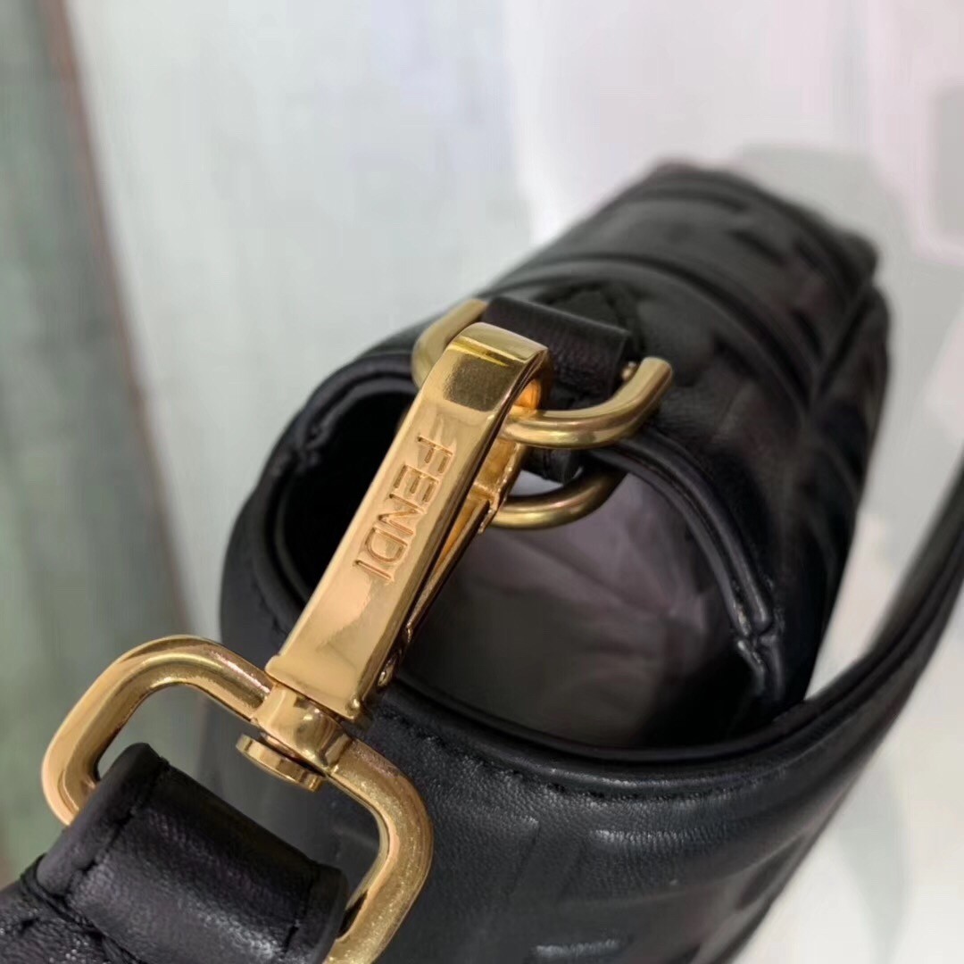 F**di black ff motif large baguette bag