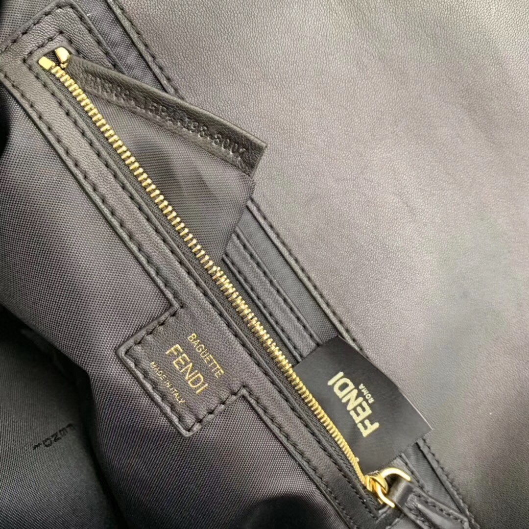 F**di black ff motif large baguette bag