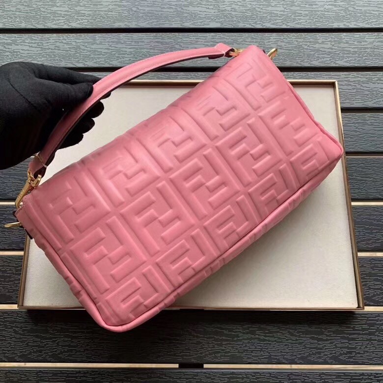 F**di pink ff motif large baguette bag