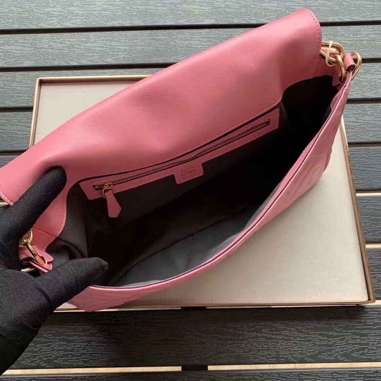 F**di pink ff motif large baguette bag