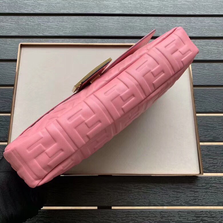 F**di pink ff motif large baguette bag