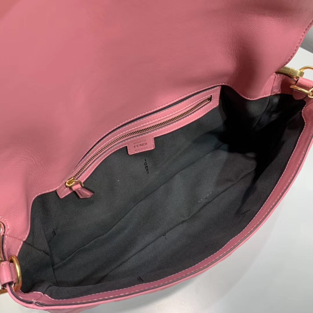 F**di pink ff motif large baguette bag
