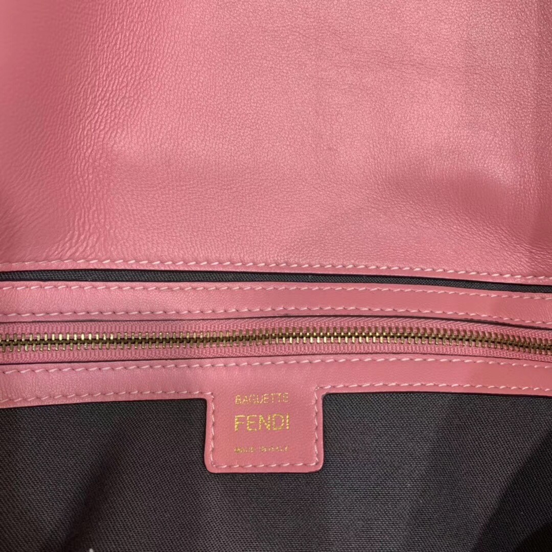 F**di pink ff motif large baguette bag