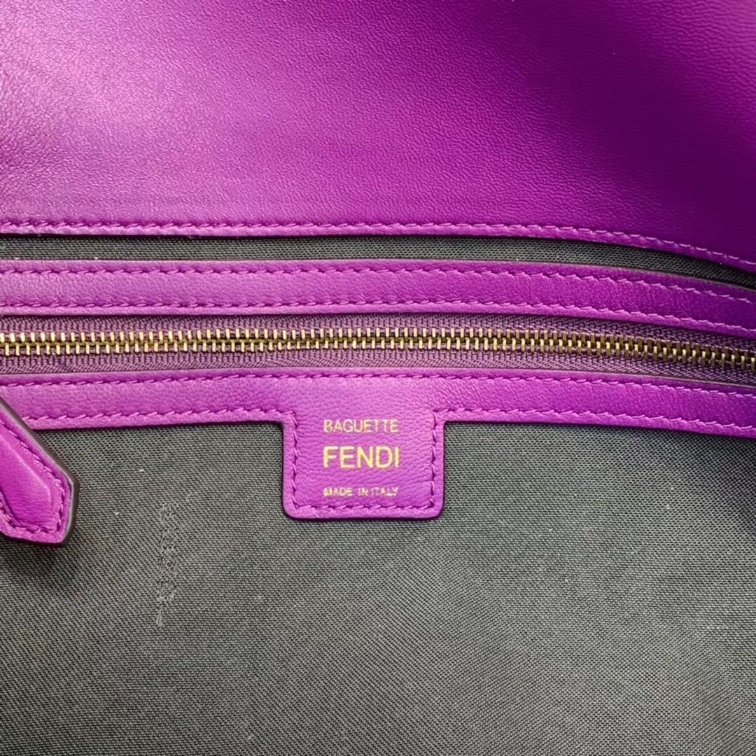 F**di purple ff motif large baguette bag